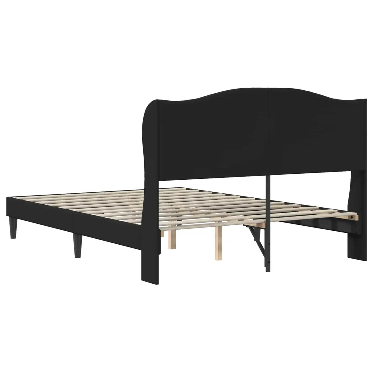 Queen Size Black Bed Frame with Faux Leather Headboard