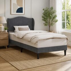 Velvet Upholstered Bed Frame with Headboard 90 x 190 cm