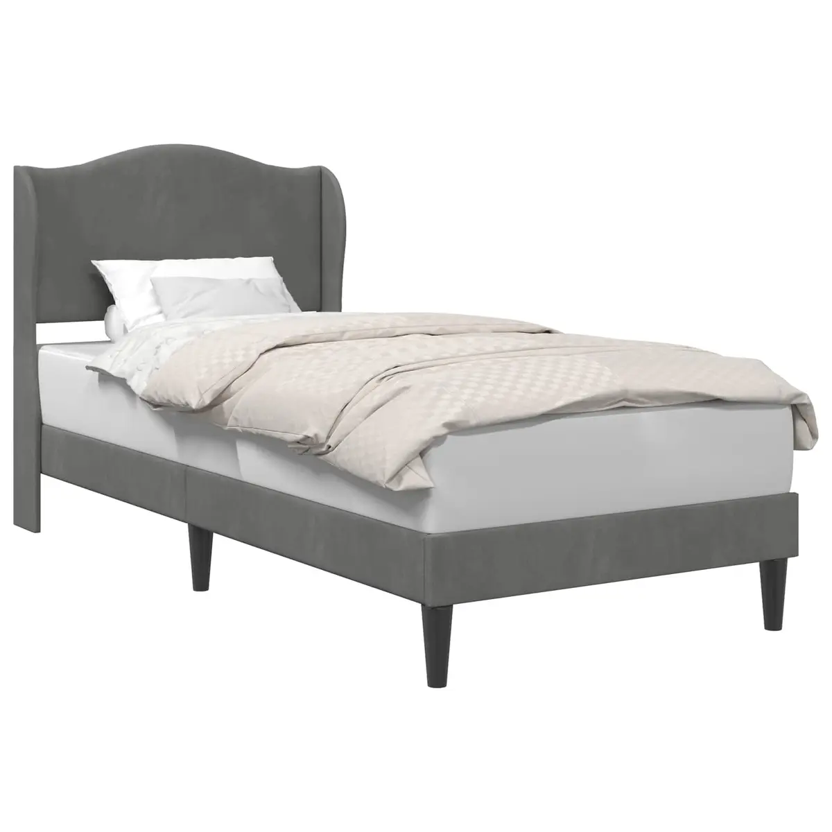 Velvet Upholstered Bed Frame with Headboard 90 x 190 cm