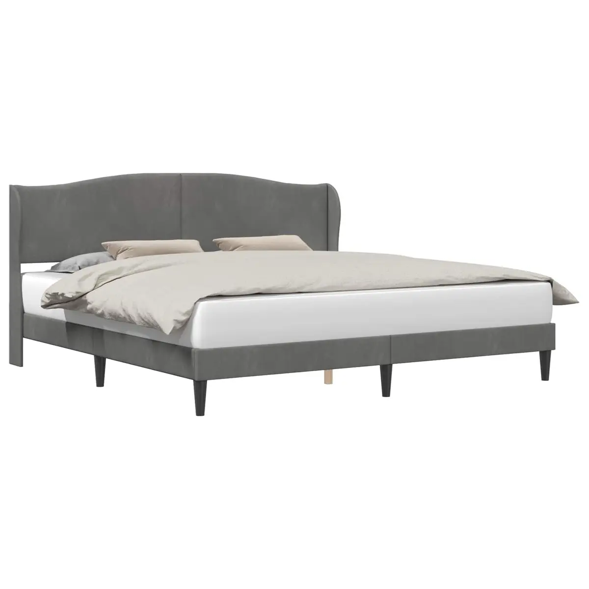 Dark Grey Velvet Bed Frame with Headboard 180 x 200 cm