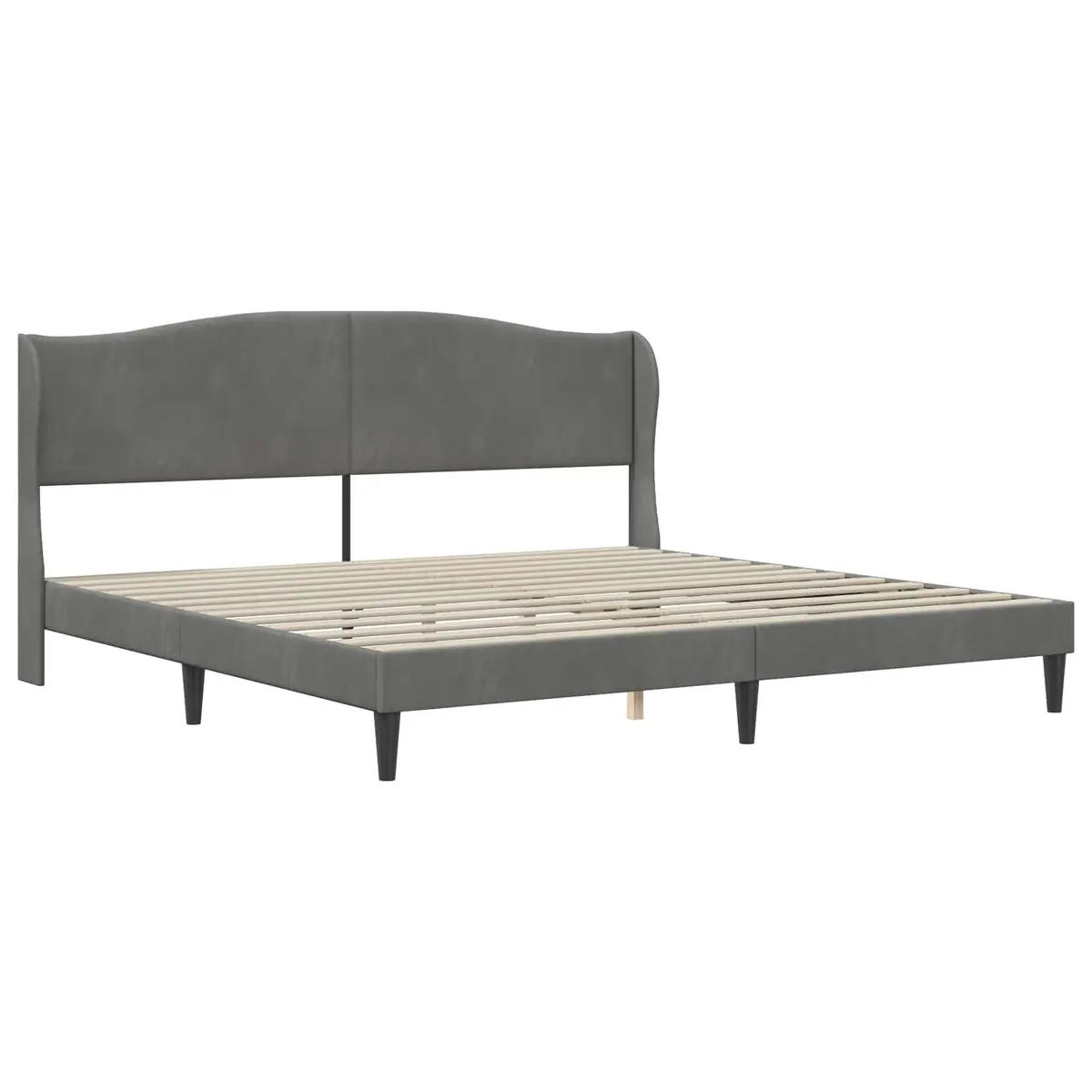 Dark Grey Velvet Bed Frame with Headboard 180 x 200 cm