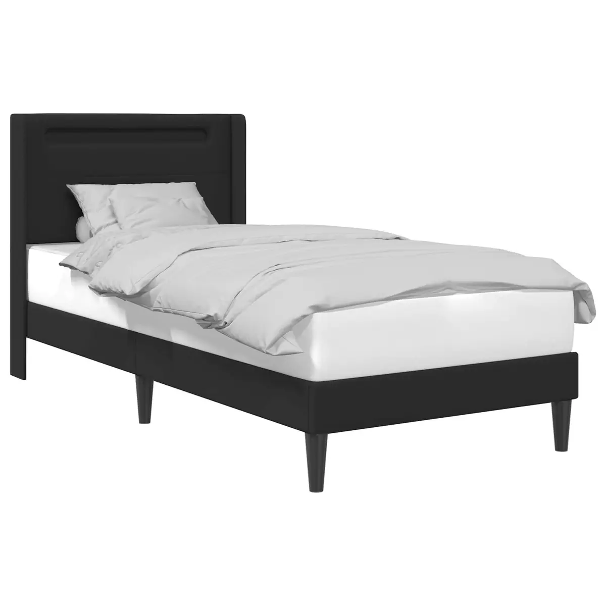 Faux Leather Bed Frame with Multicolour LED Lights 90 x 190 cm