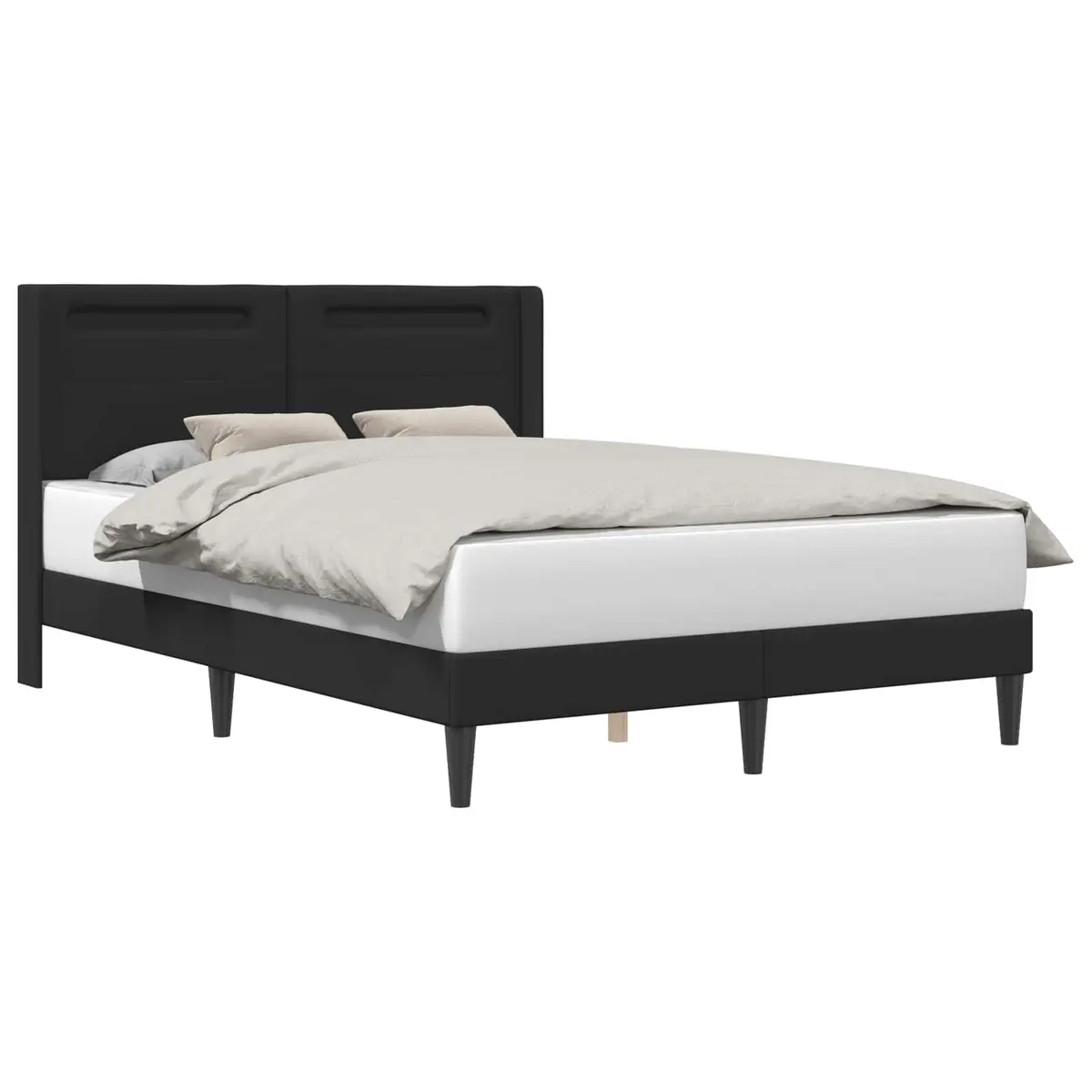 Black Faux Leather Bed Frame with LED Headboard