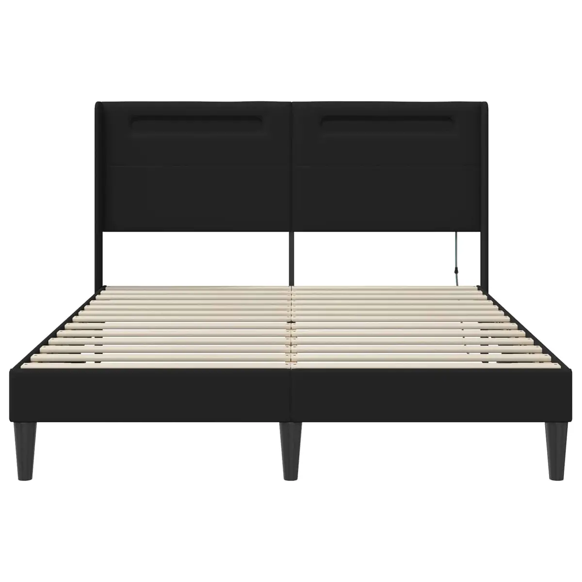 Black Faux Leather Bed Frame with LED Headboard