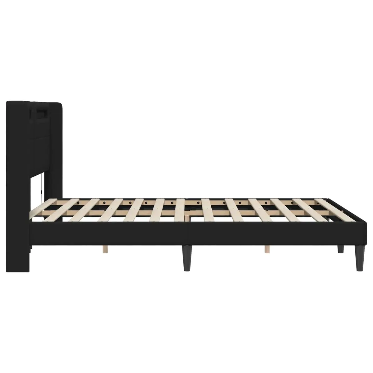 Black Faux Leather Bed Frame with LED Headboard