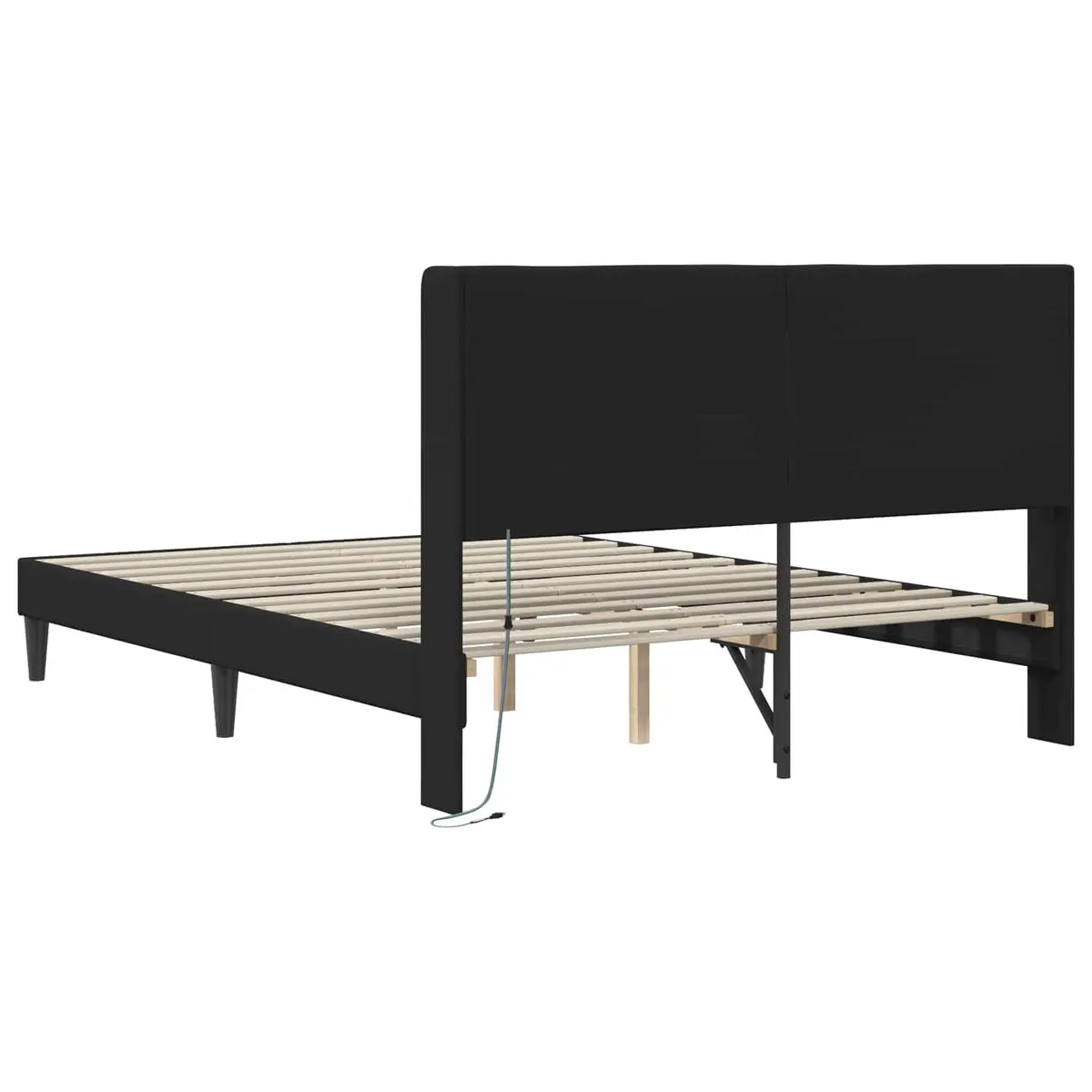 Black Faux Leather Bed Frame with LED Headboard