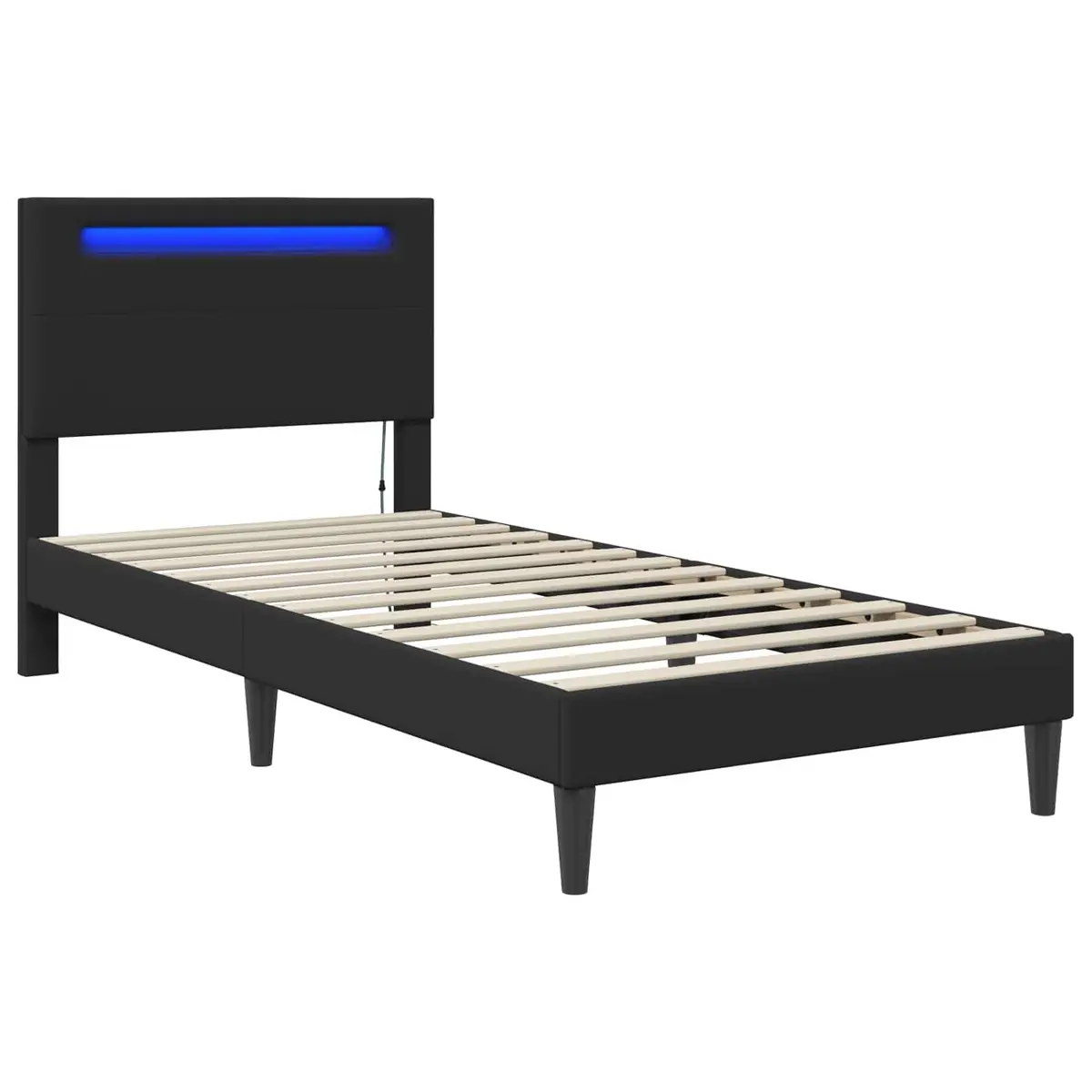 Black Bed Frame 90 x 190 cm with Faux Leather