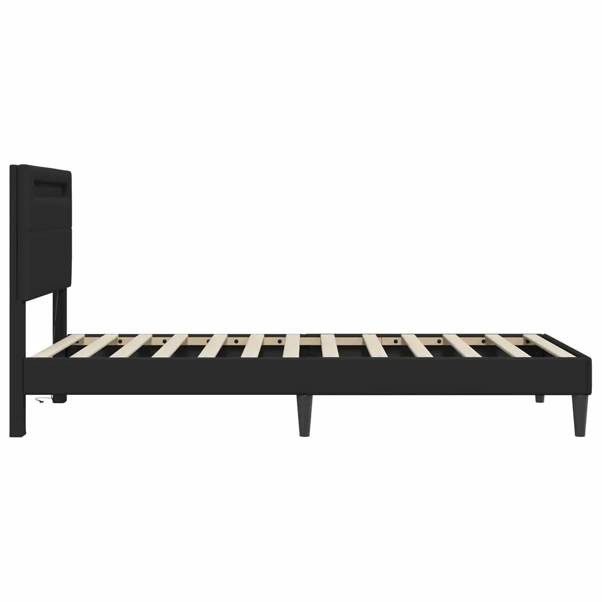 Black Bed Frame 90 x 190 cm with Faux Leather