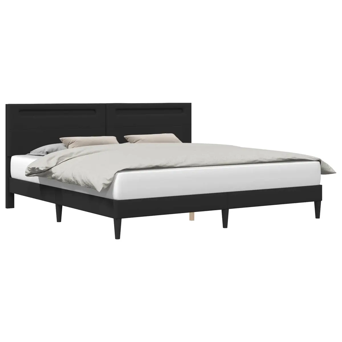 Bed Frame Black 180 x 200 cm Faux Leather Slatted Base with LED Lighting USB