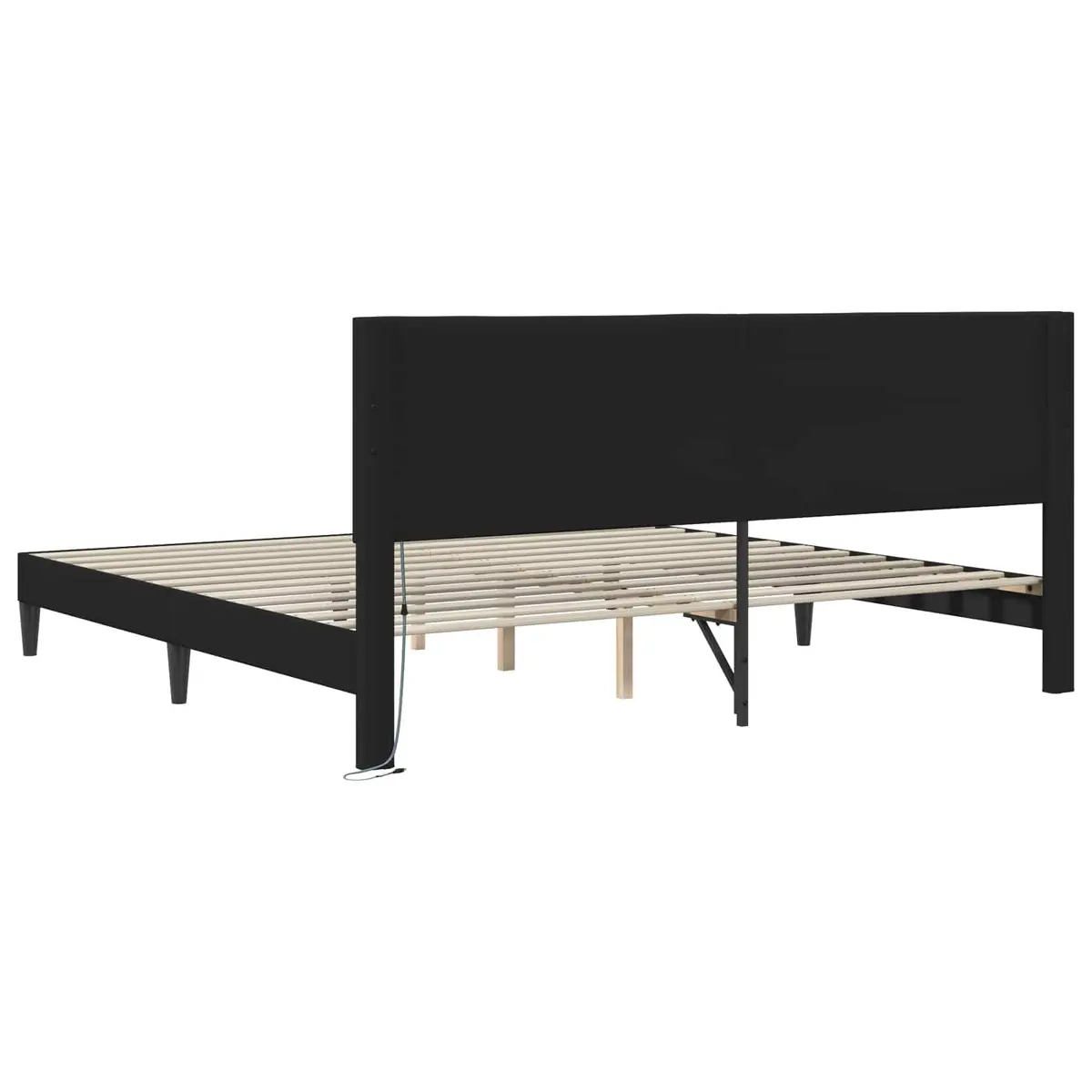 Bed Frame Black 180 x 200 cm Faux Leather Slatted Base with LED Lighting USB