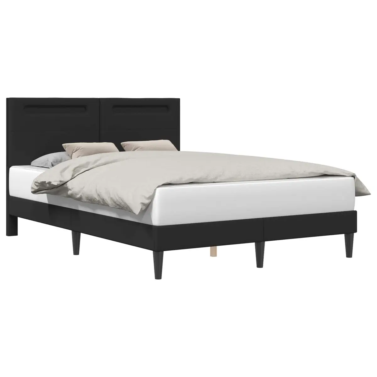 Faux Leather Black Bed Frame with LED Lighting