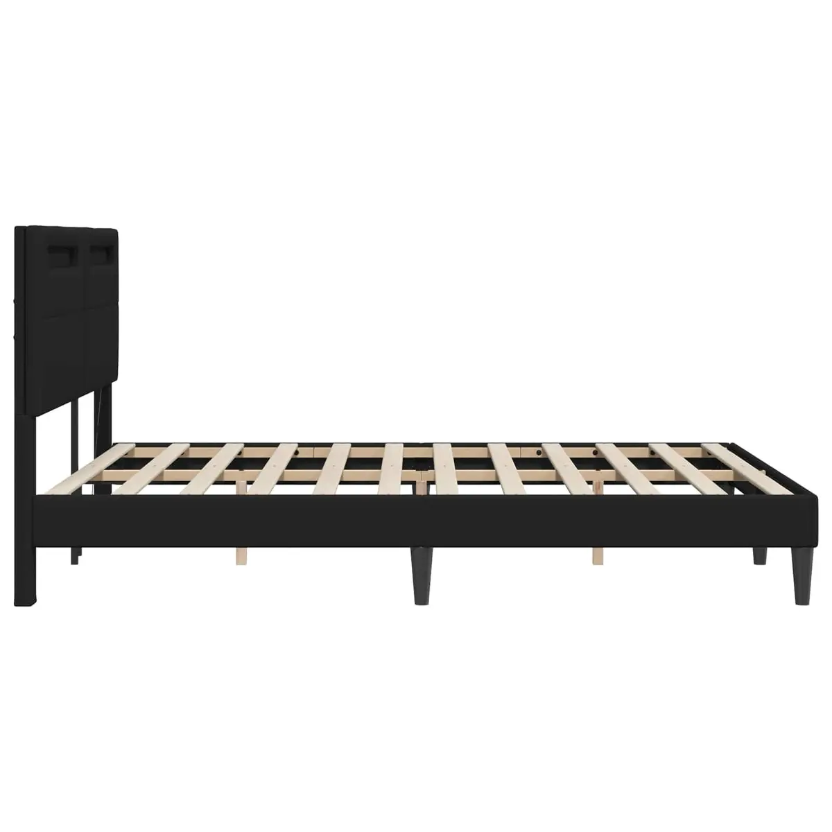 Black Faux Leather Bed Frame with LED Lighting 153 x 203 cm