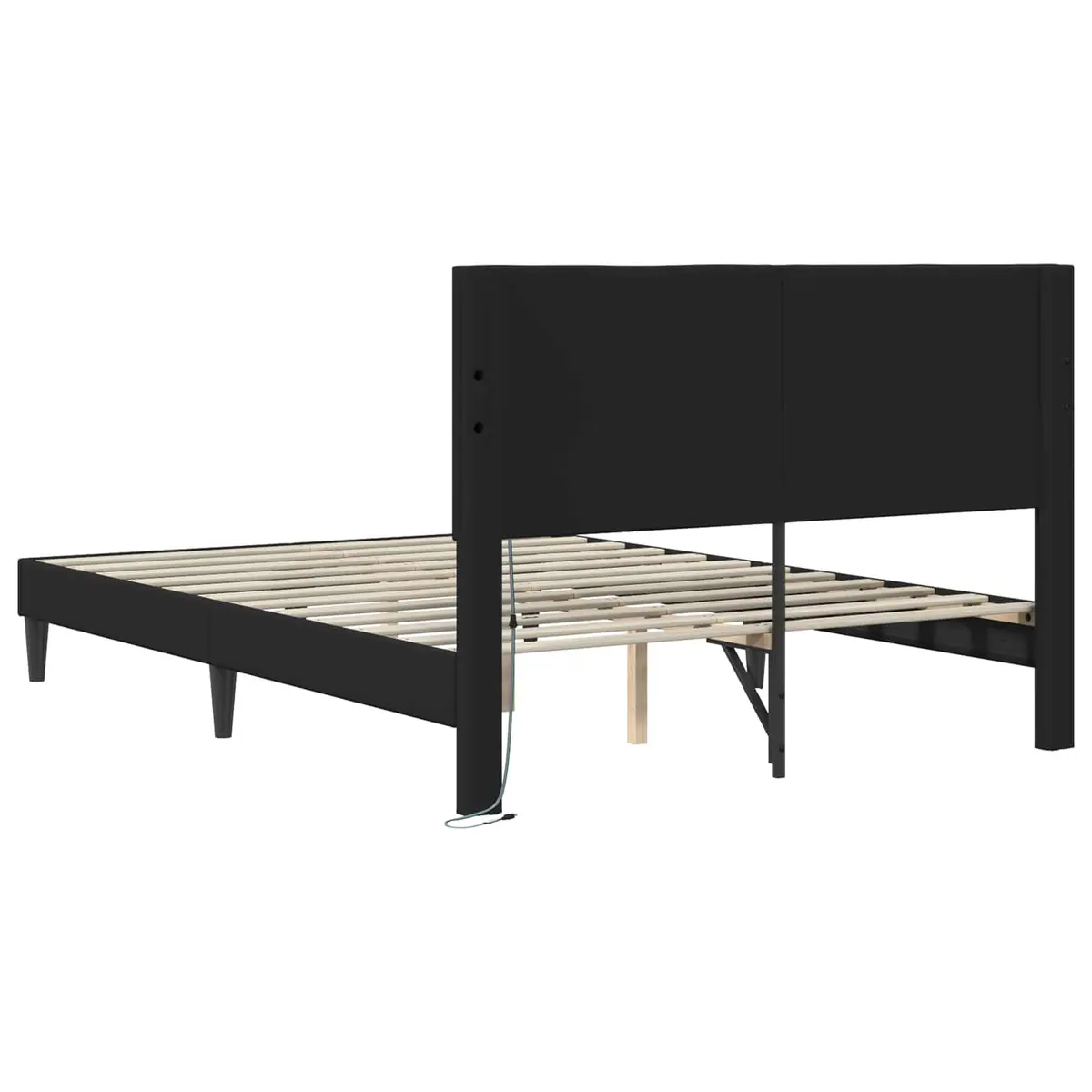 Black Faux Leather Bed Frame with LED Lighting 153 x 203 cm
