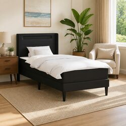 Stylish Black Bed Frame with Mattress 90 x 190 cm