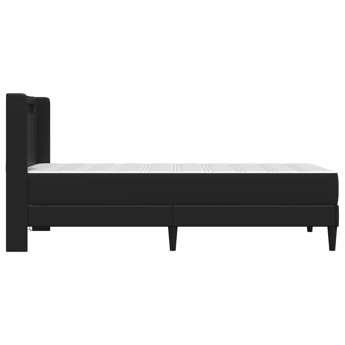 Black Bed Frame with Mattress 90 x 190 cm Faux Leather Pocketed Coil with LED Lighting and USB Ports