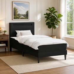 Black Bed Frame with LED Strip Lights 90 x 190 cm