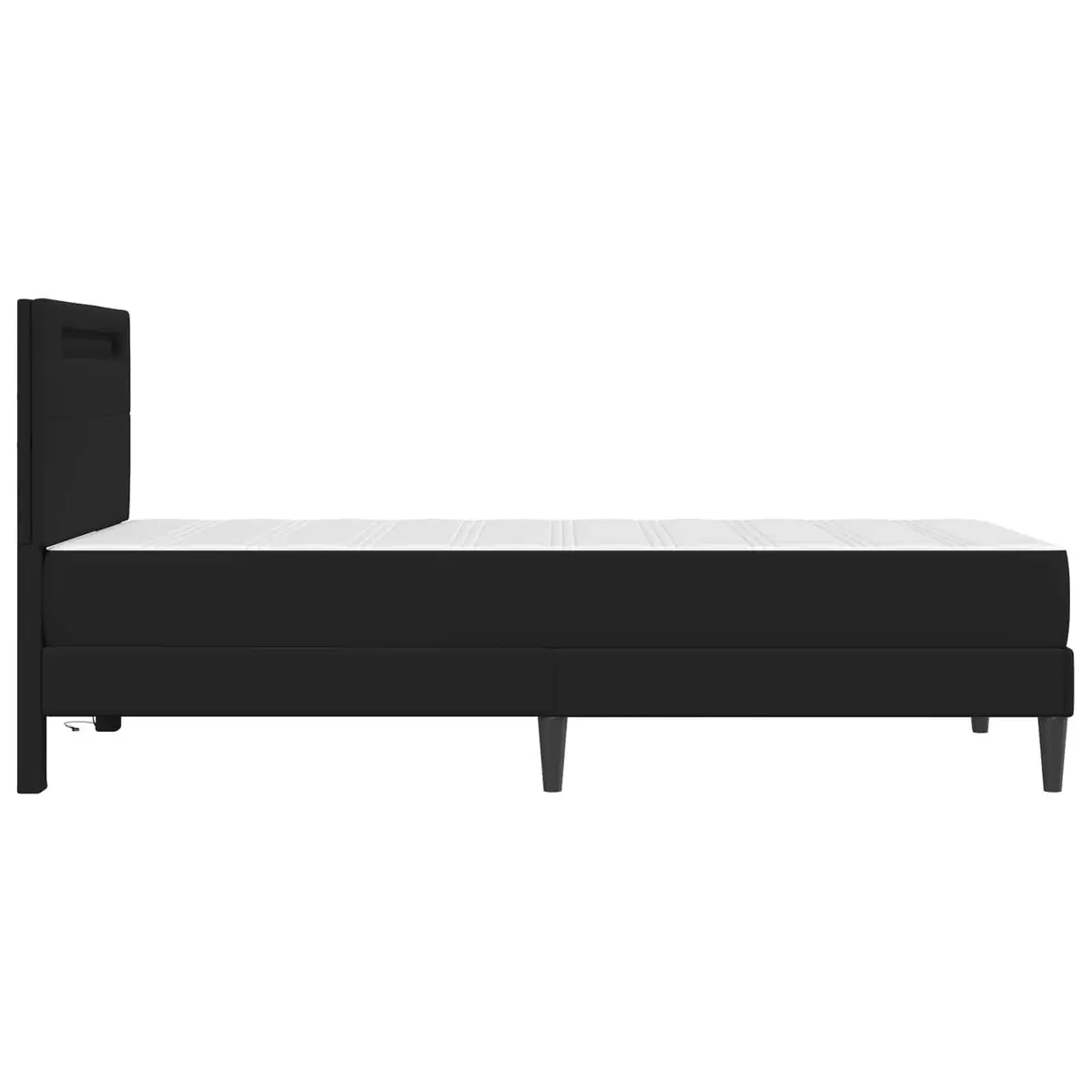 Bed Frame Black 90 x 190 cm Faux Leather Headboard with LED Strip Lights and Storage