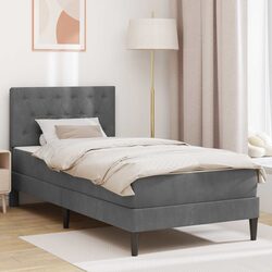 Bed Frame with Mattress Grey 90 x 190 cm Modern Bedroom Furniture Velvet