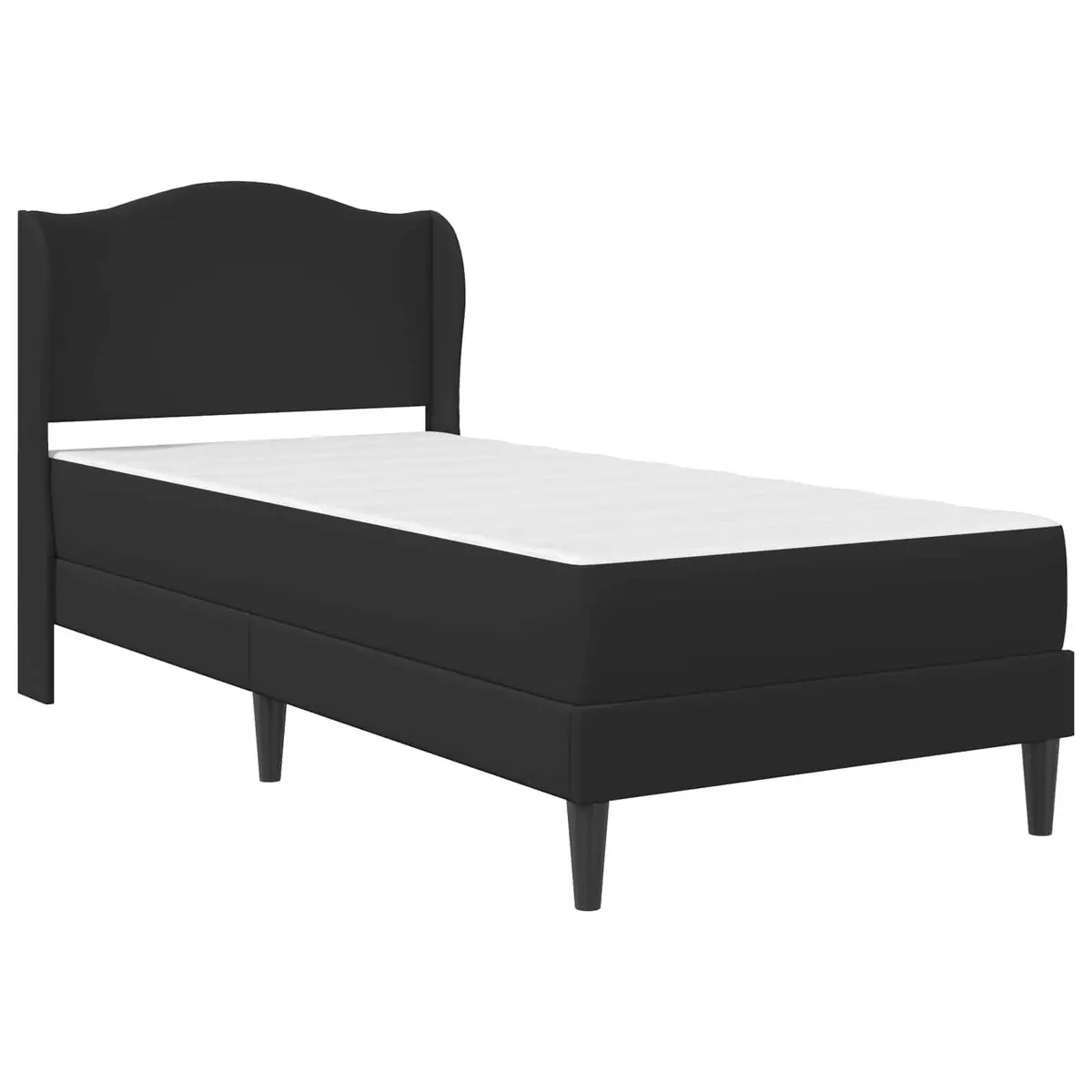 Bed Frame Modern Padded Headboard 90x190cm Black Faux Leather Storage