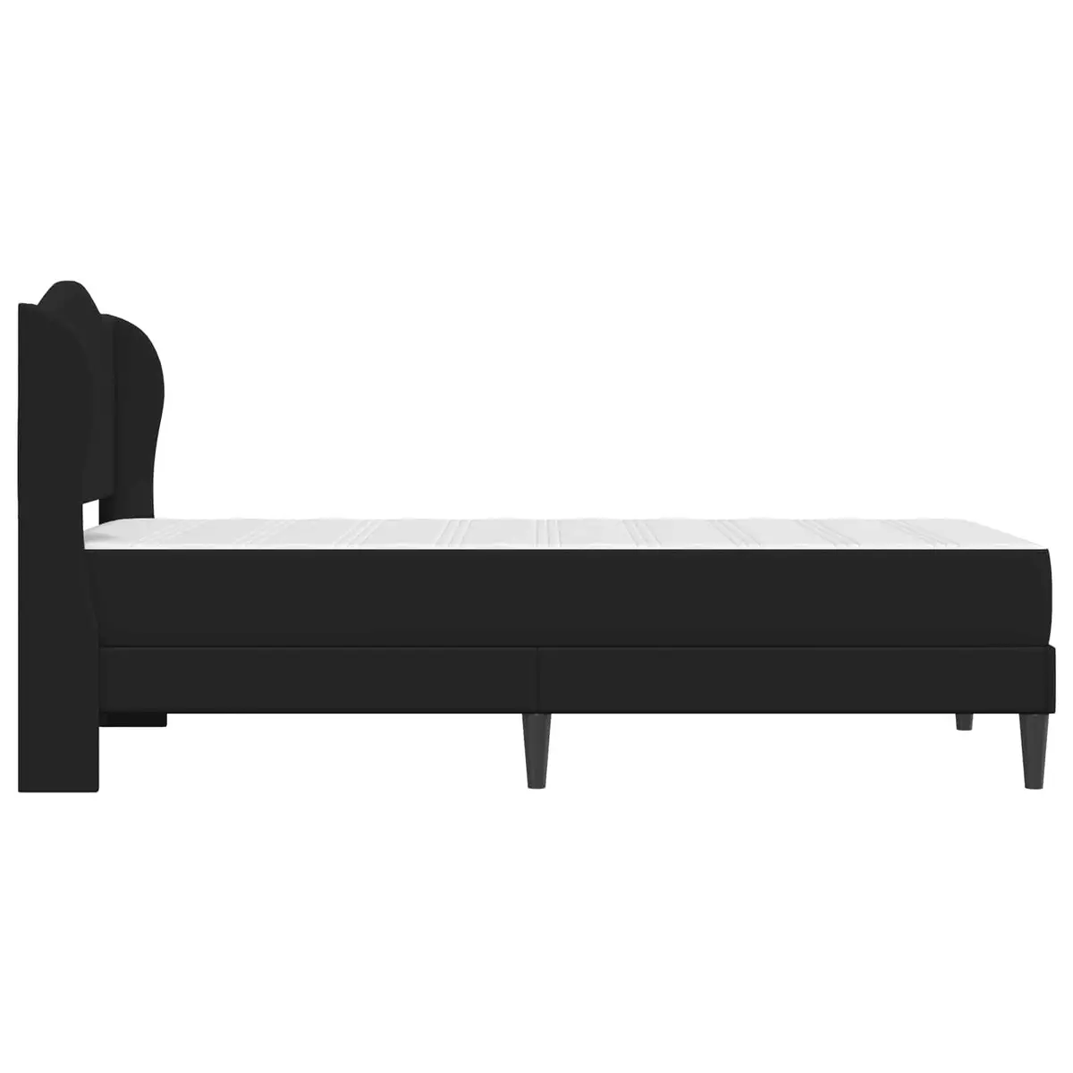 Bed Frame Modern Padded Headboard 90x190cm Black Faux Leather Storage