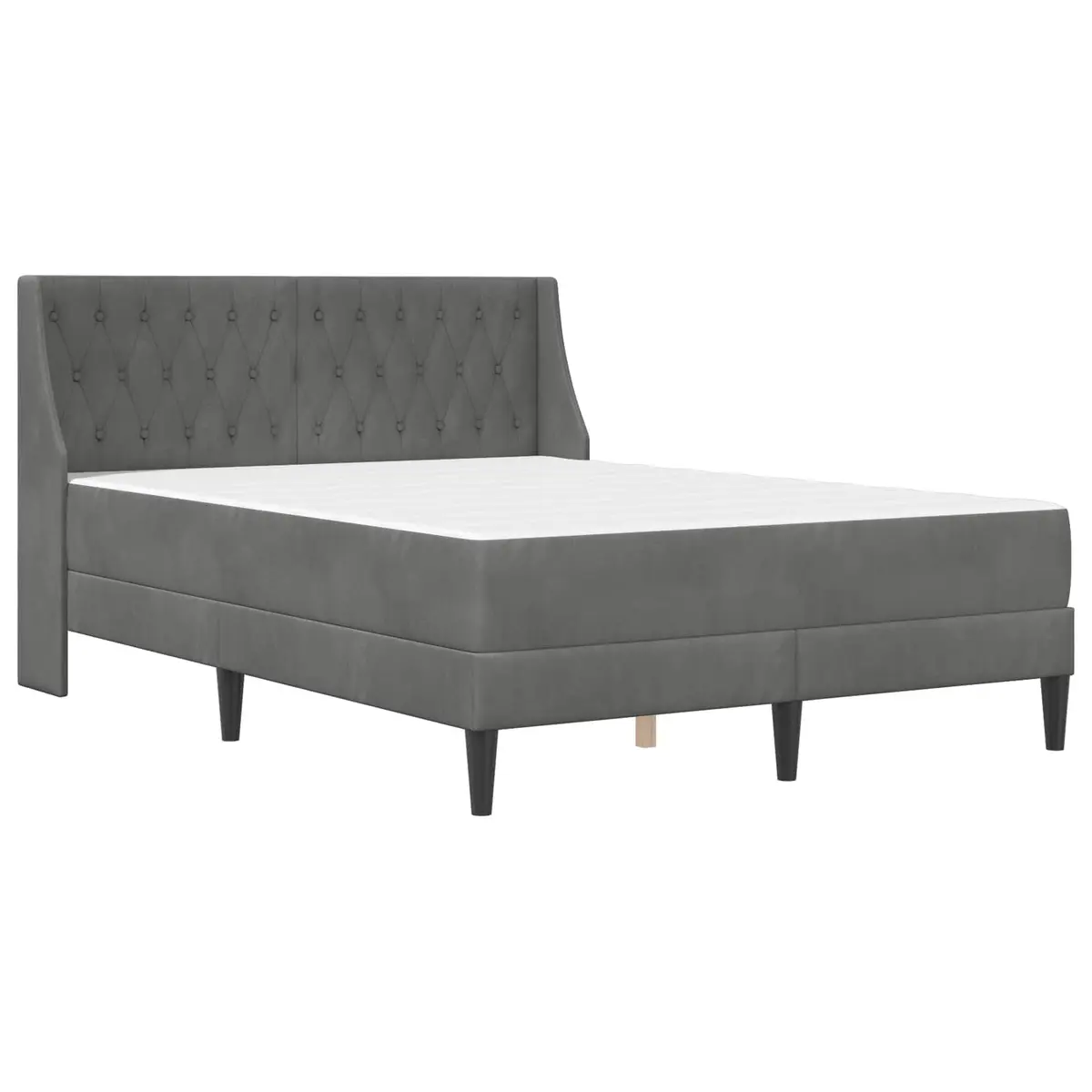 Bed Frame with Mattress Grey 137 x 190 cm Velvet Upholstered Modern