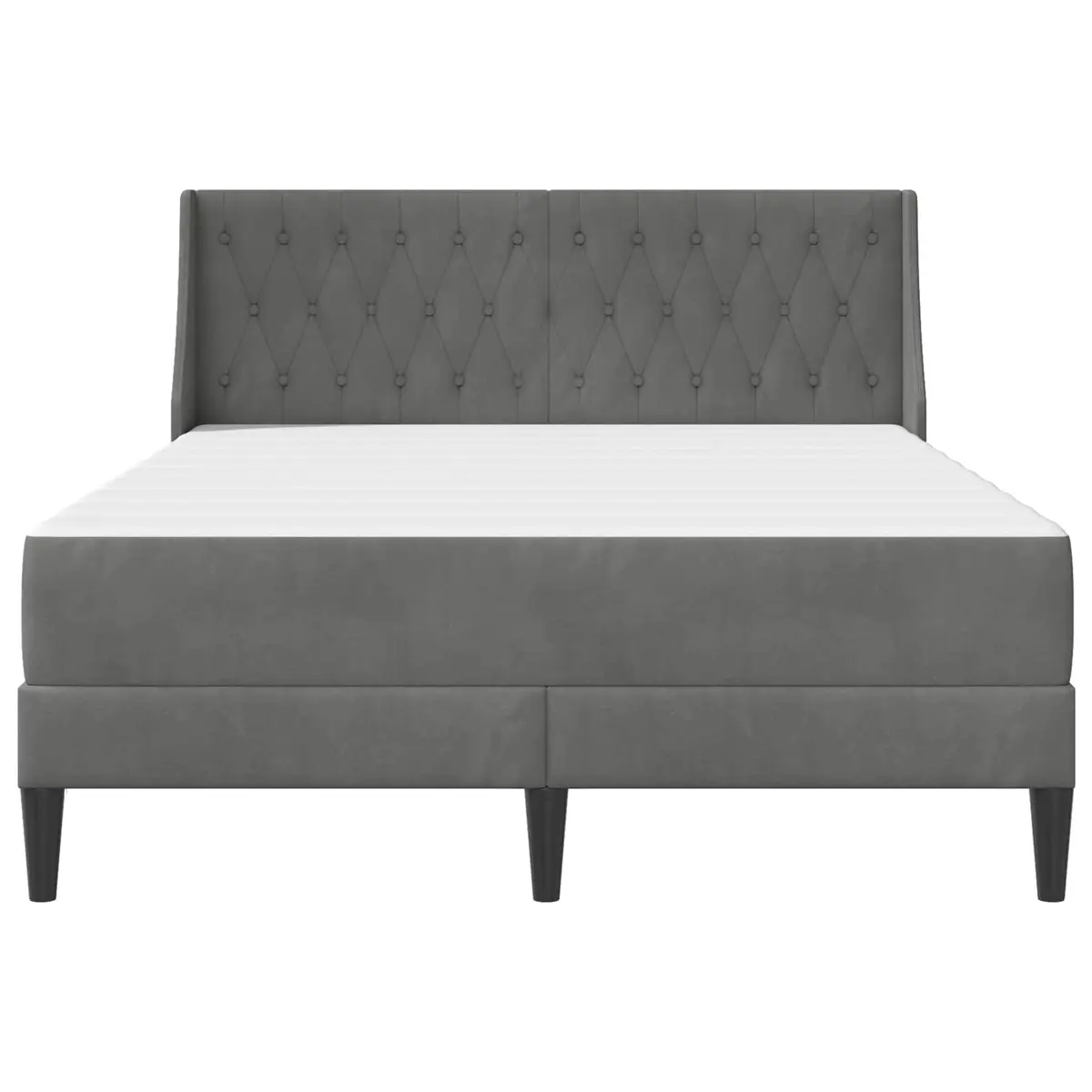 Bed Frame with Mattress Grey 137 x 190 cm Velvet Upholstered Modern