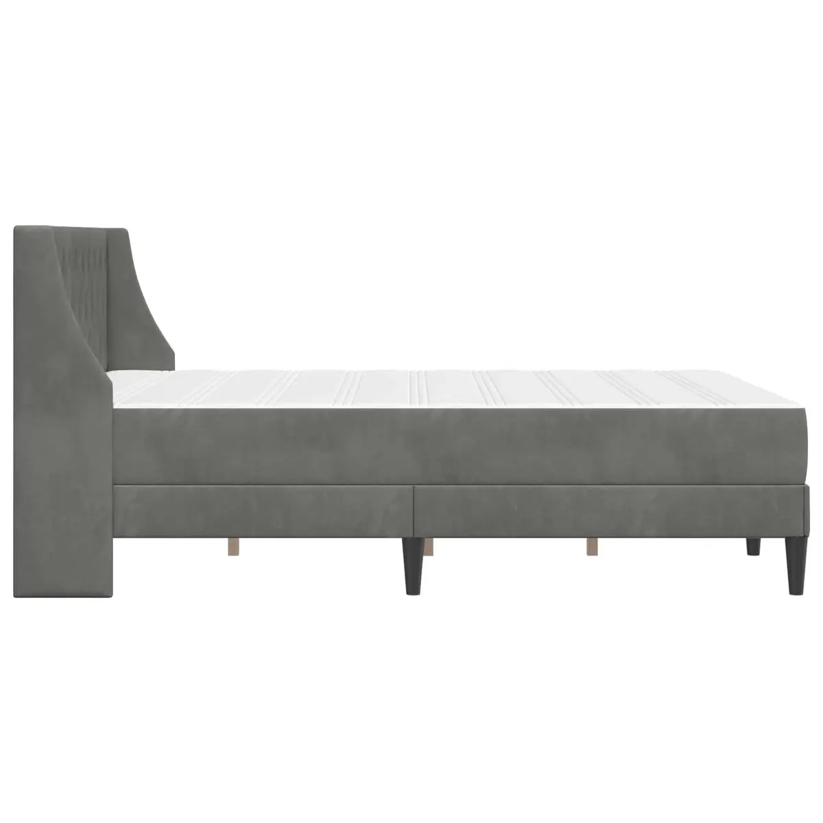 Bed Frame with Mattress Grey 137 x 190 cm Velvet Upholstered Modern