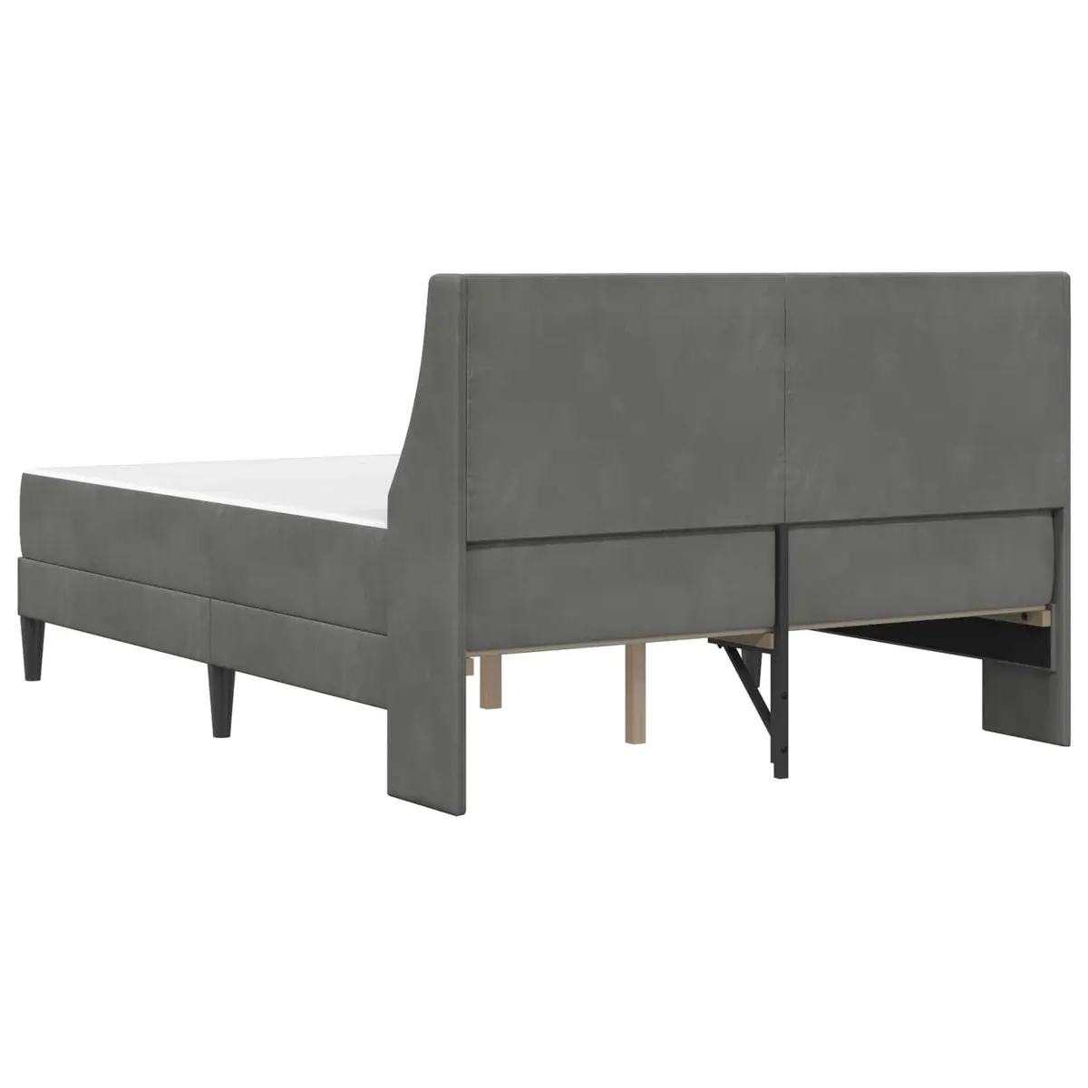 Bed Frame with Mattress Grey 137 x 190 cm Velvet Upholstered Modern