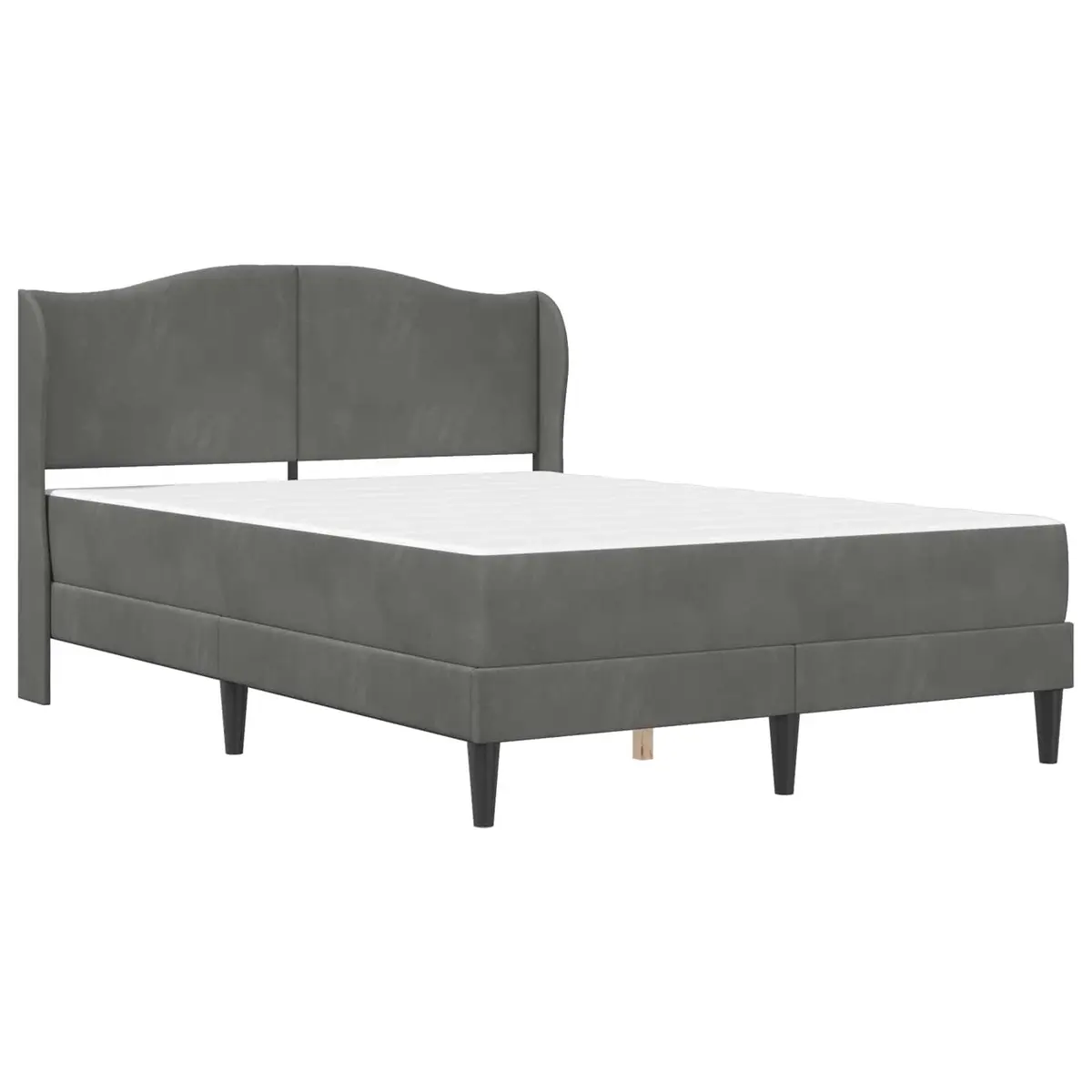 Bed Frame with Headboard Dark Grey 137 x 190 cm Modern Plywood Slats Velvet