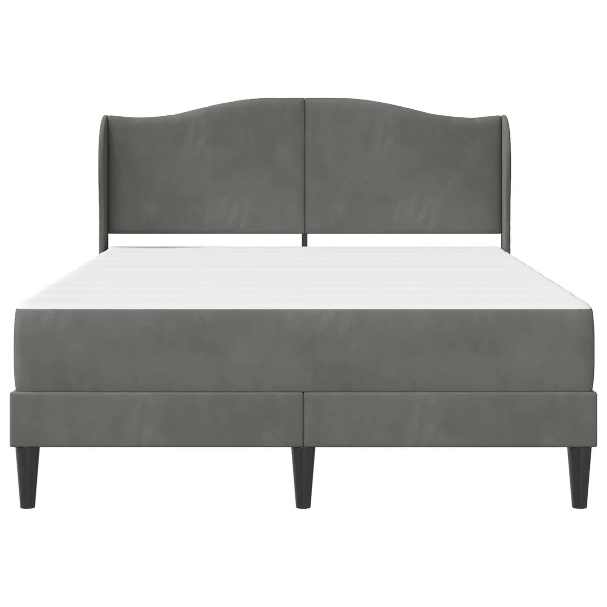Bed Frame with Headboard Dark Grey 137 x 190 cm Modern Plywood Slats Velvet