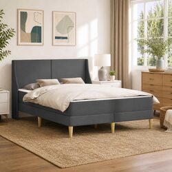 Comfortable Dark Grey Bed Frame with Mattress 137 x 190 cm