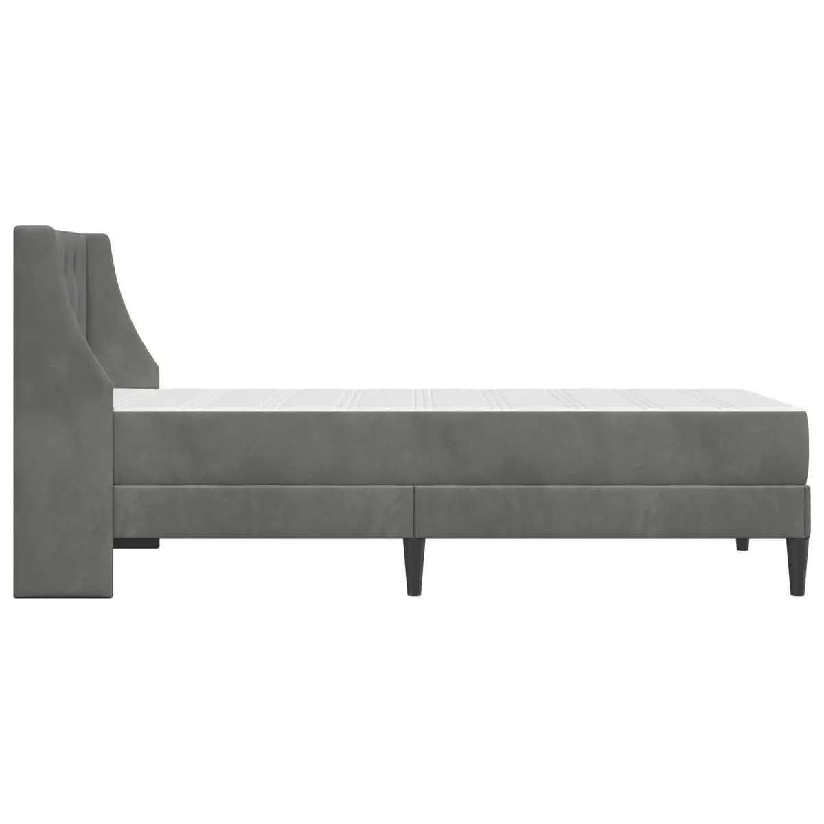 Grey Velvet Bed Frame with Integrated Mattress Modern 107 x 203 cm Plywood