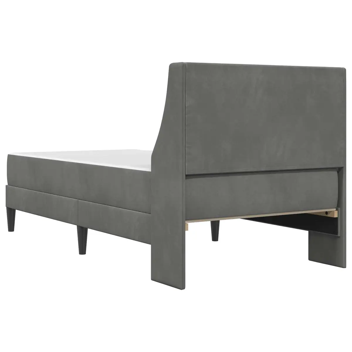 Grey Velvet Bed Frame with Integrated Mattress Modern 107 x 203 cm Plywood