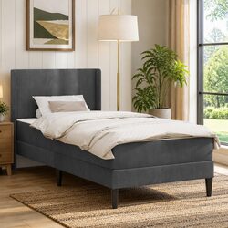Grey Bed Frame with Integrated Mattress 107 x 203 cm
