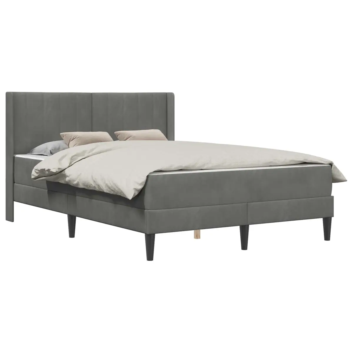 Bed Frame with Mattress Grey 137 x 190 cm Velvet Modern
