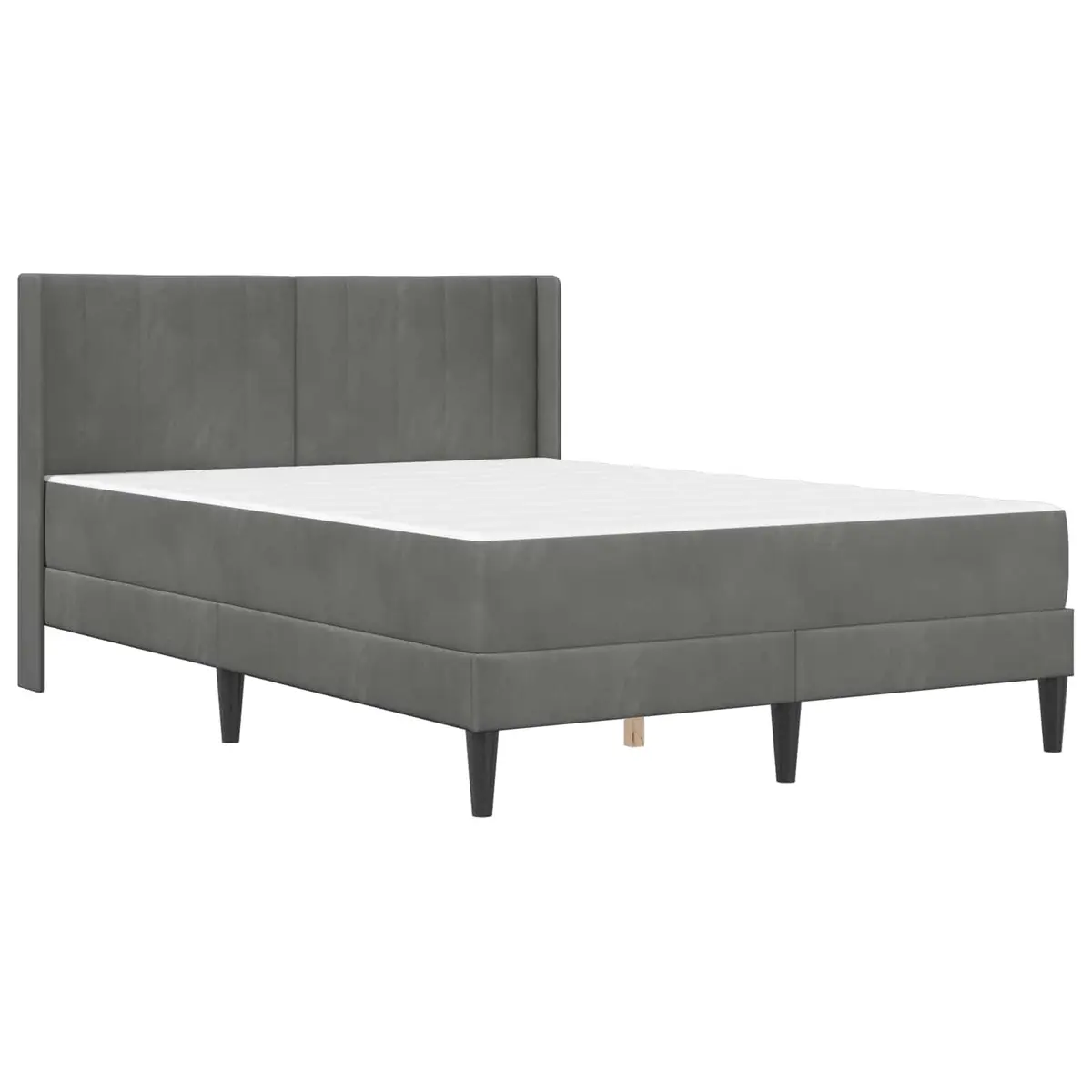Bed Frame with Mattress Grey 137 x 190 cm Velvet Modern