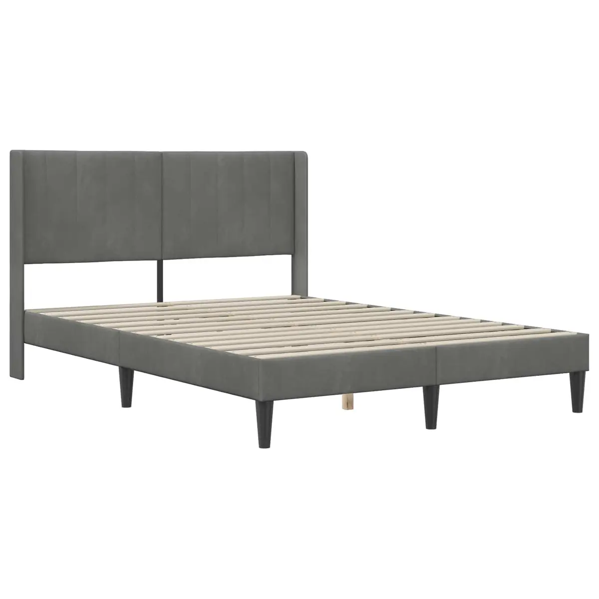 Bed Frame with Mattress Grey 137 x 190 cm Velvet Modern