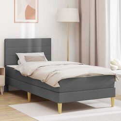 Bed Frame with Mattress Grey 107 x 203 cm Modern Bedroom Furniture Platform Base