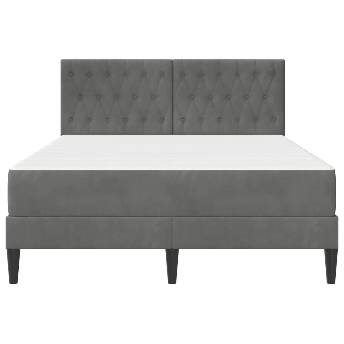Bed Frame Velvet Headboard Dark Grey 137 x 190 cm Pocketed Coil Mattress