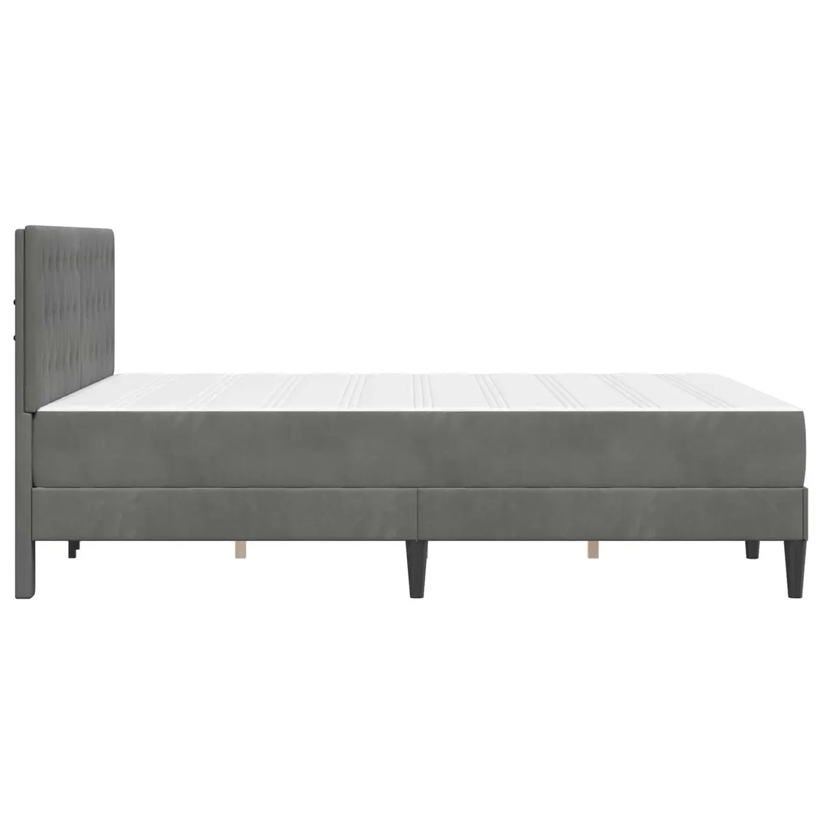Bed Frame Velvet Headboard Dark Grey 137 x 190 cm Pocketed Coil Mattress