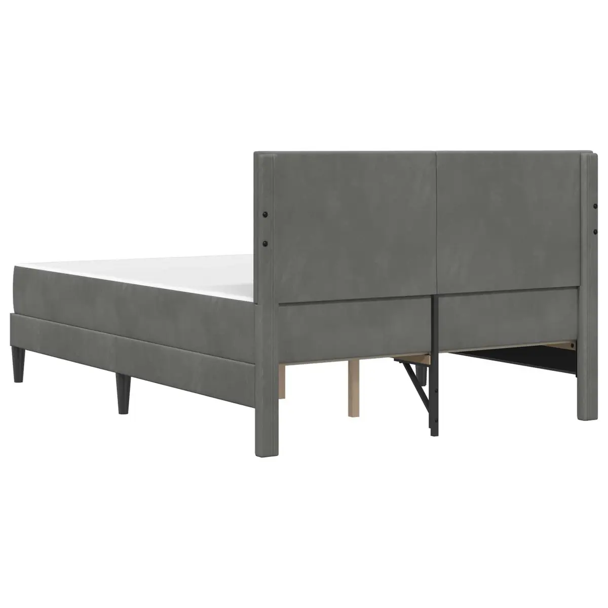 Bed Frame Velvet Headboard Dark Grey 137 x 190 cm Pocketed Coil Mattress