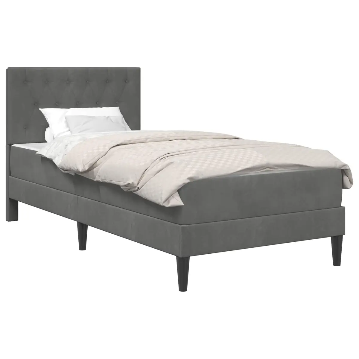 Bed Frame with Mattress Grey 107 x 203 cm Velvet Modern Bedroom