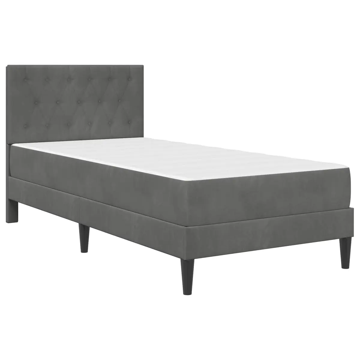 Bed Frame with Mattress Grey 107 x 203 cm Velvet Modern Bedroom