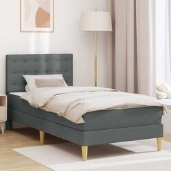 Bed Frame with Mattress Dark Grey 107 x 203 cm Upholstered Fabric Headboard
