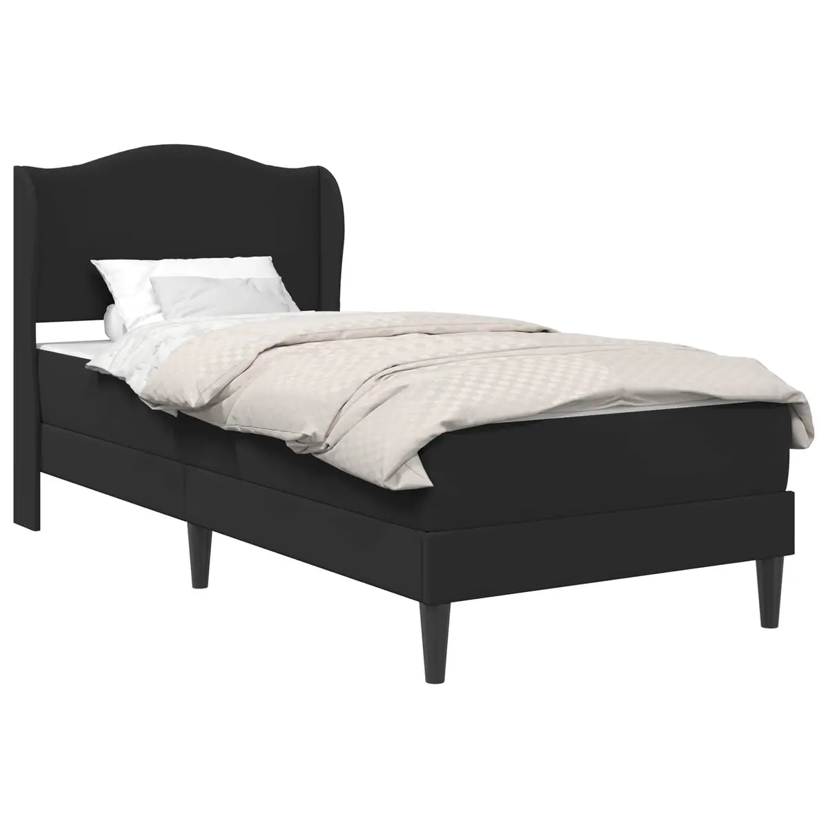 Bed Frame with Headboard Black 90 x 190 cm Faux Leather Modern Design