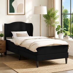 Modern Black Bed Frame with Headboard 107 x 203 cm