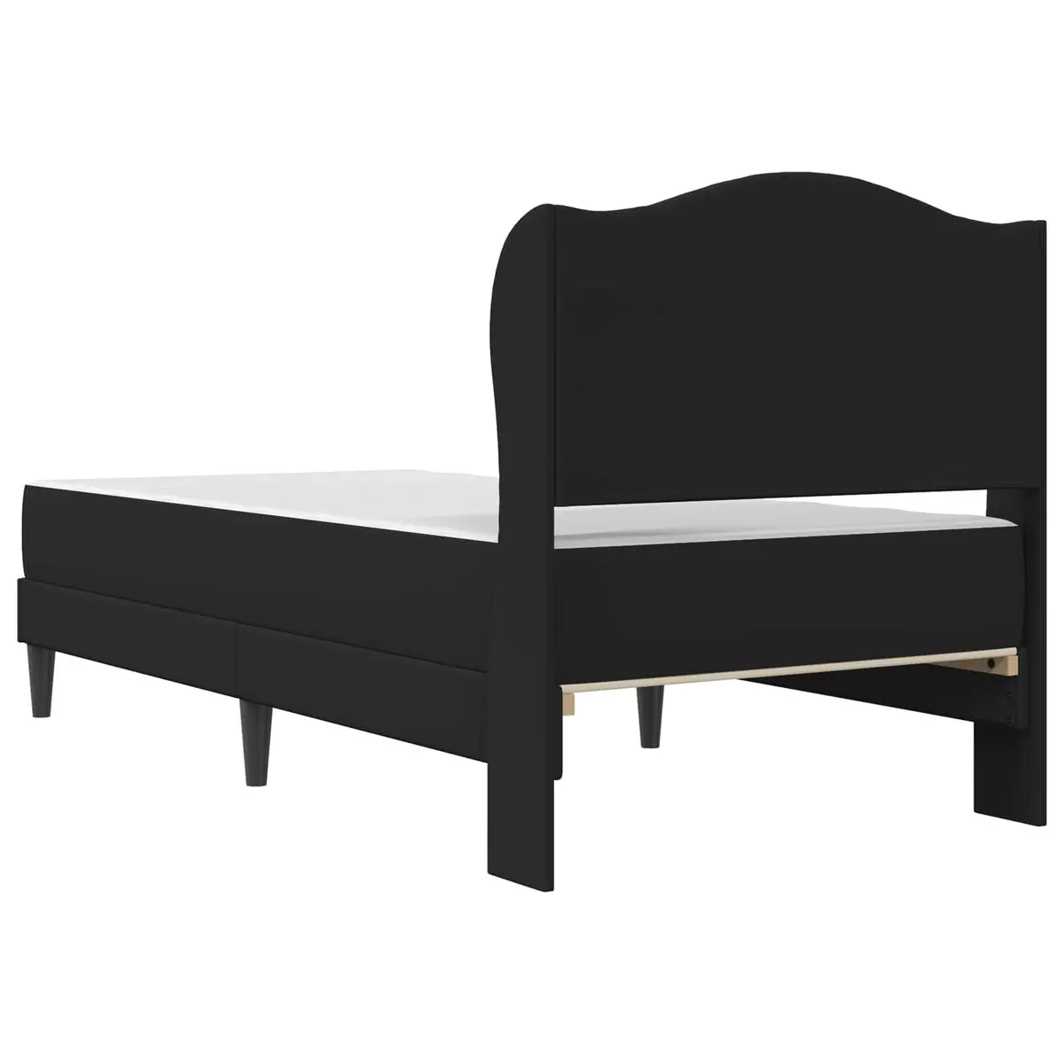 Bed Frame with Headboard Black 107 x 203 cm Modern Plywood Faux Leather Slatted
