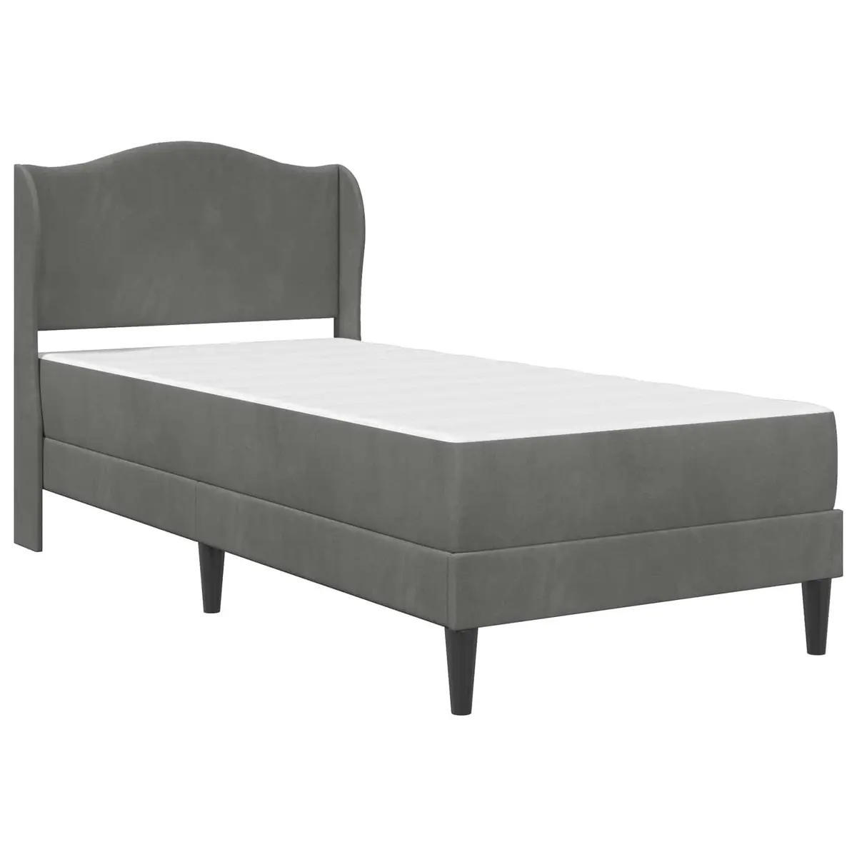 Bed Frame with Headboard Dark Grey 107 x 203 cm Velvet Upholstery