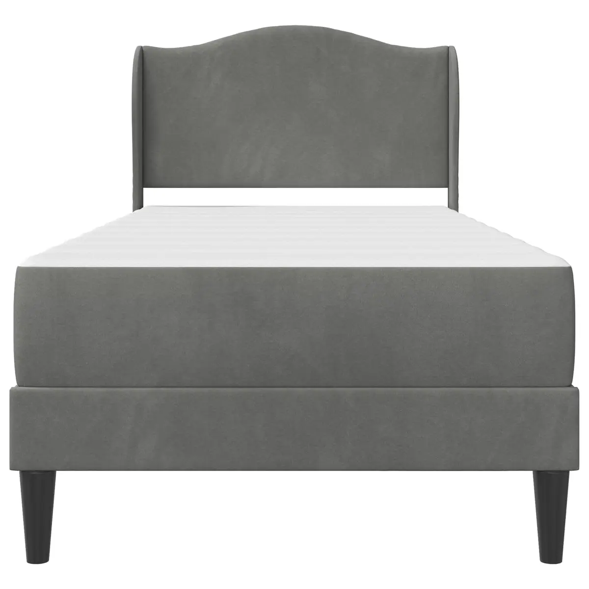 Bed Frame with Headboard Dark Grey 107 x 203 cm Velvet Upholstery