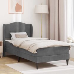 Bed Frame with Headboard Dark Grey 90 x 190 cm Velvet Upholstery Storage